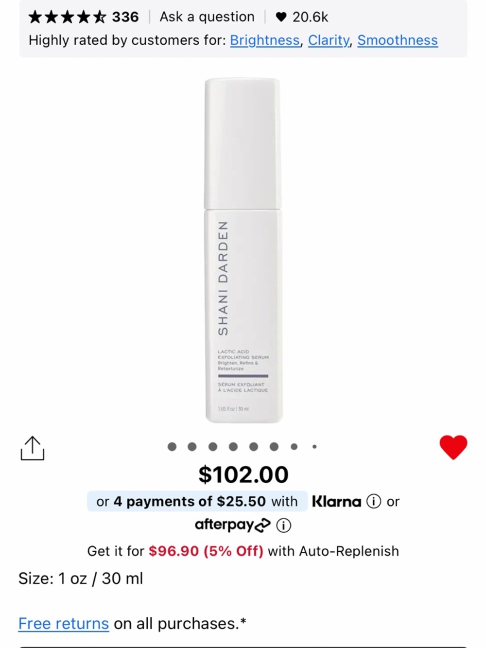 Shani Darden Lactic Acid Serum – Lightly Used (~1 Month)